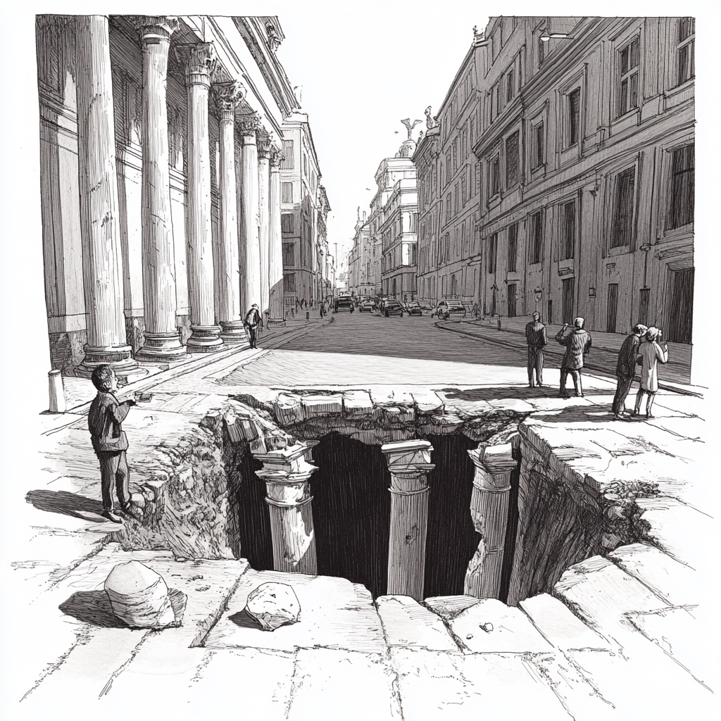 A Playful Disney-style Pothole in Rome