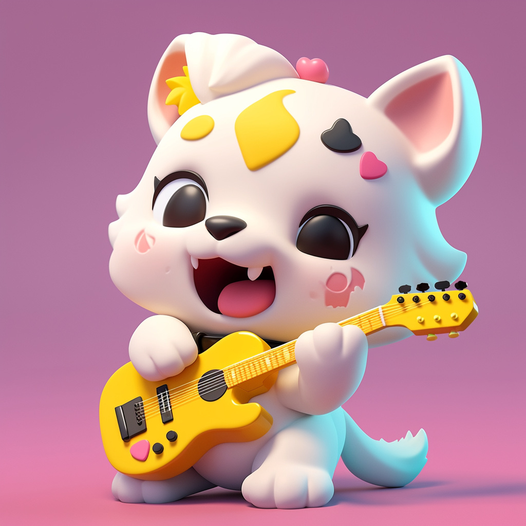 A Playful Rockstar Dog in Cute Drawing