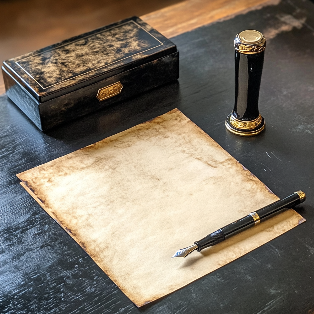 A Polished Oak Table with Vintage Writing Accoutrements