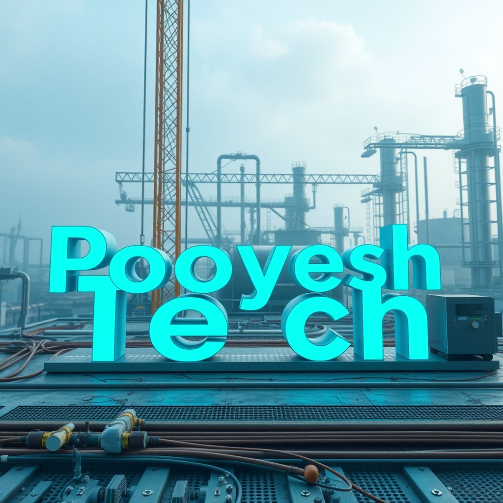 A PooyeshTech Word in Cyan Industrial Setting