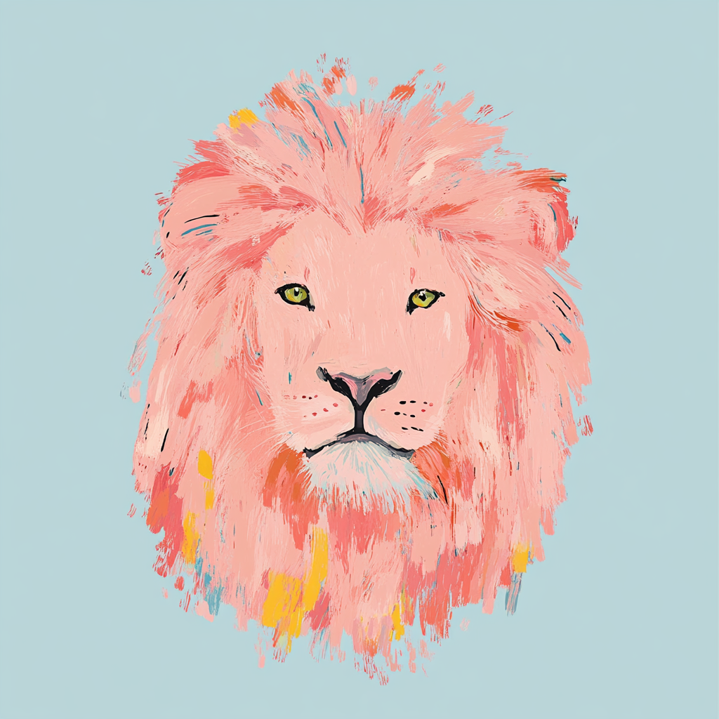 A Portrait of a Pink Lion for T-Shirt