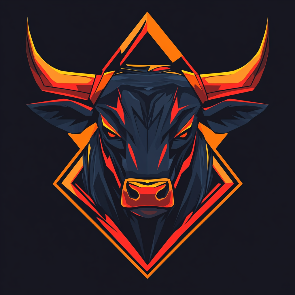 A Powerful, Angry Bull with Geometric Design. Vector Illustration