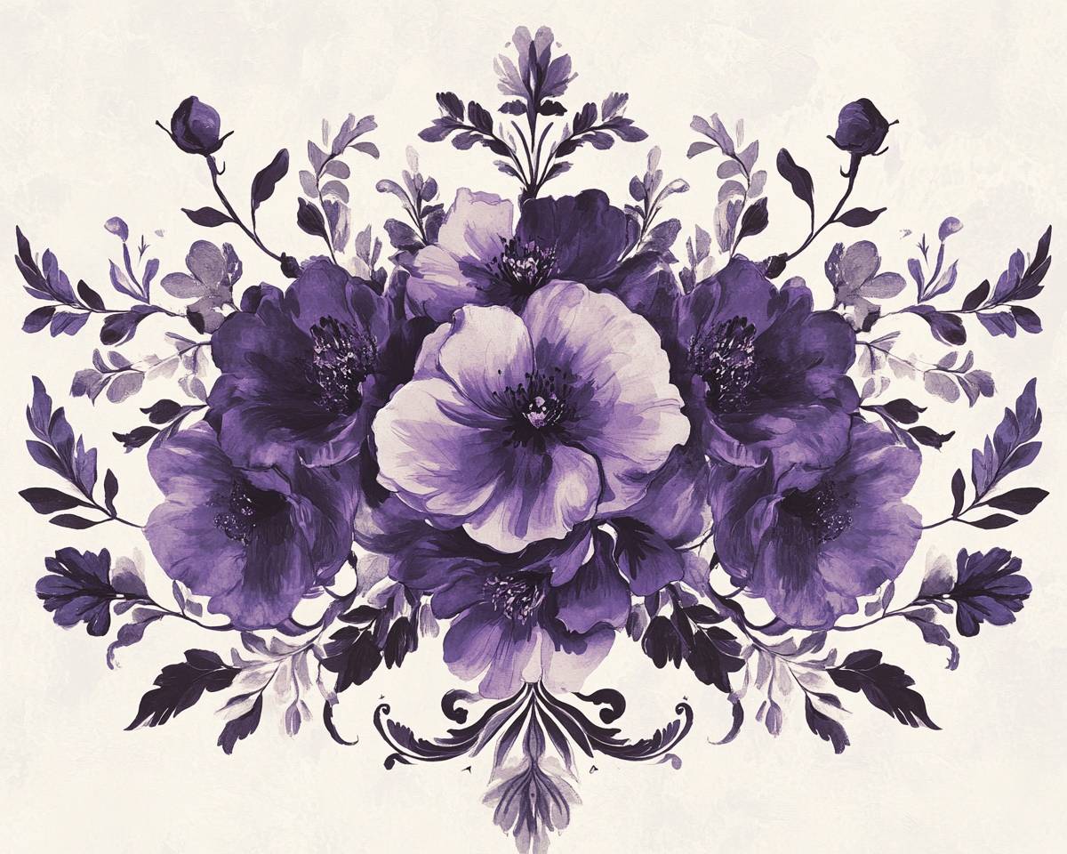 A Purple Flower Painting in Italianate Style