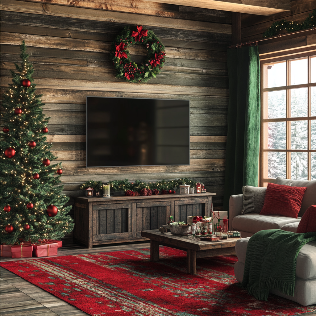 A Realistic Christmas Living Room with TV