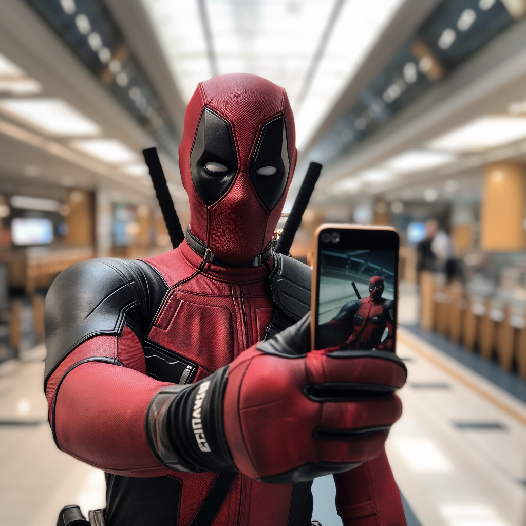 A Realistic Deadpool Cosplay at a Comic Event