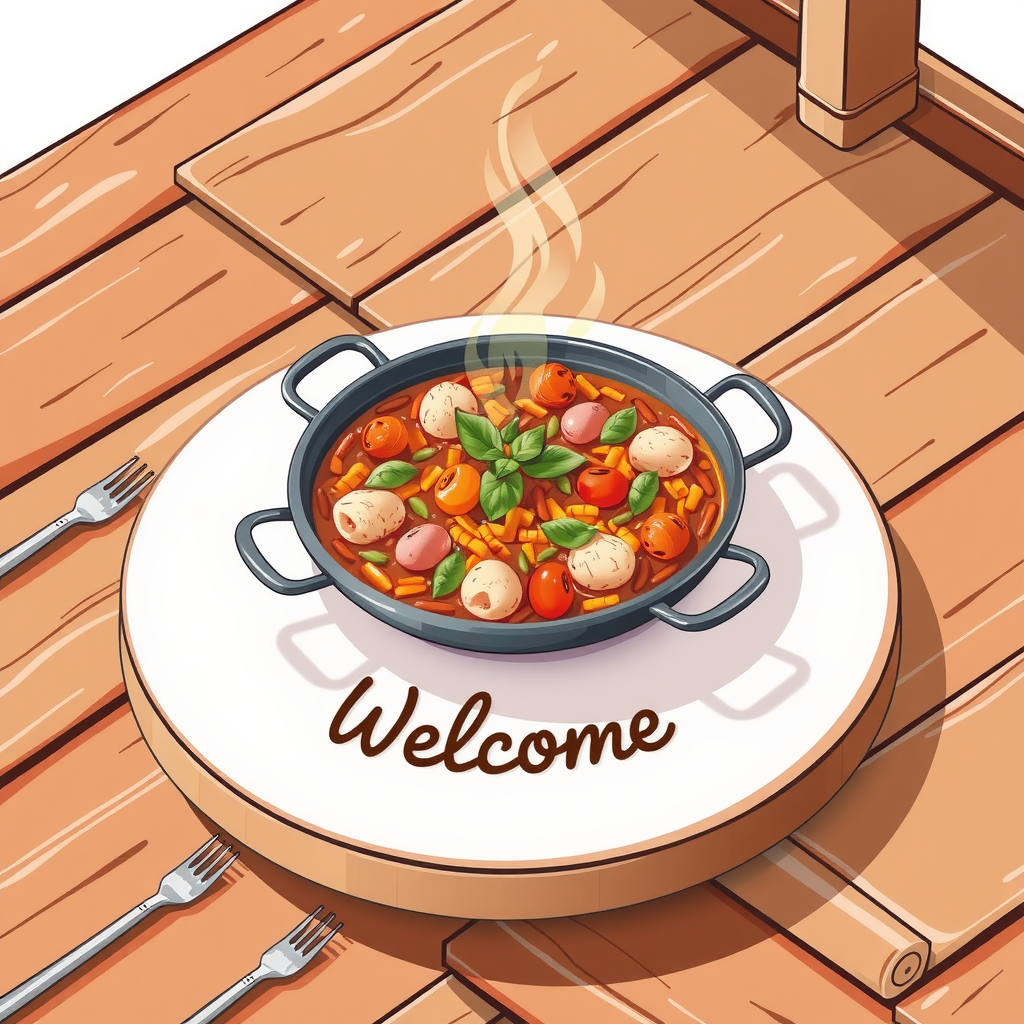 A Realistic Isometric Drawing of Paella