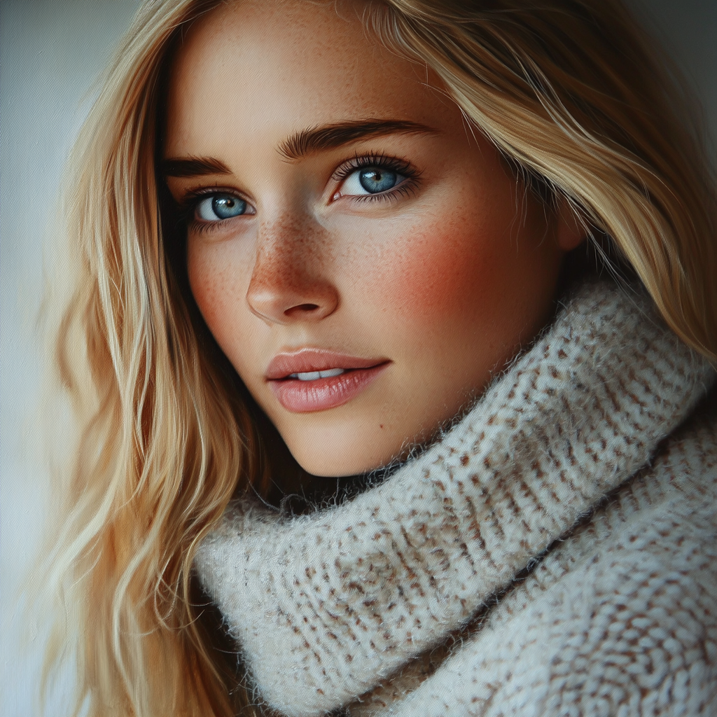 A Realistic Portrait of a Blond Woman