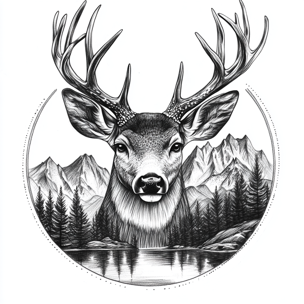 A Realistic Tattoo Design of a Deer