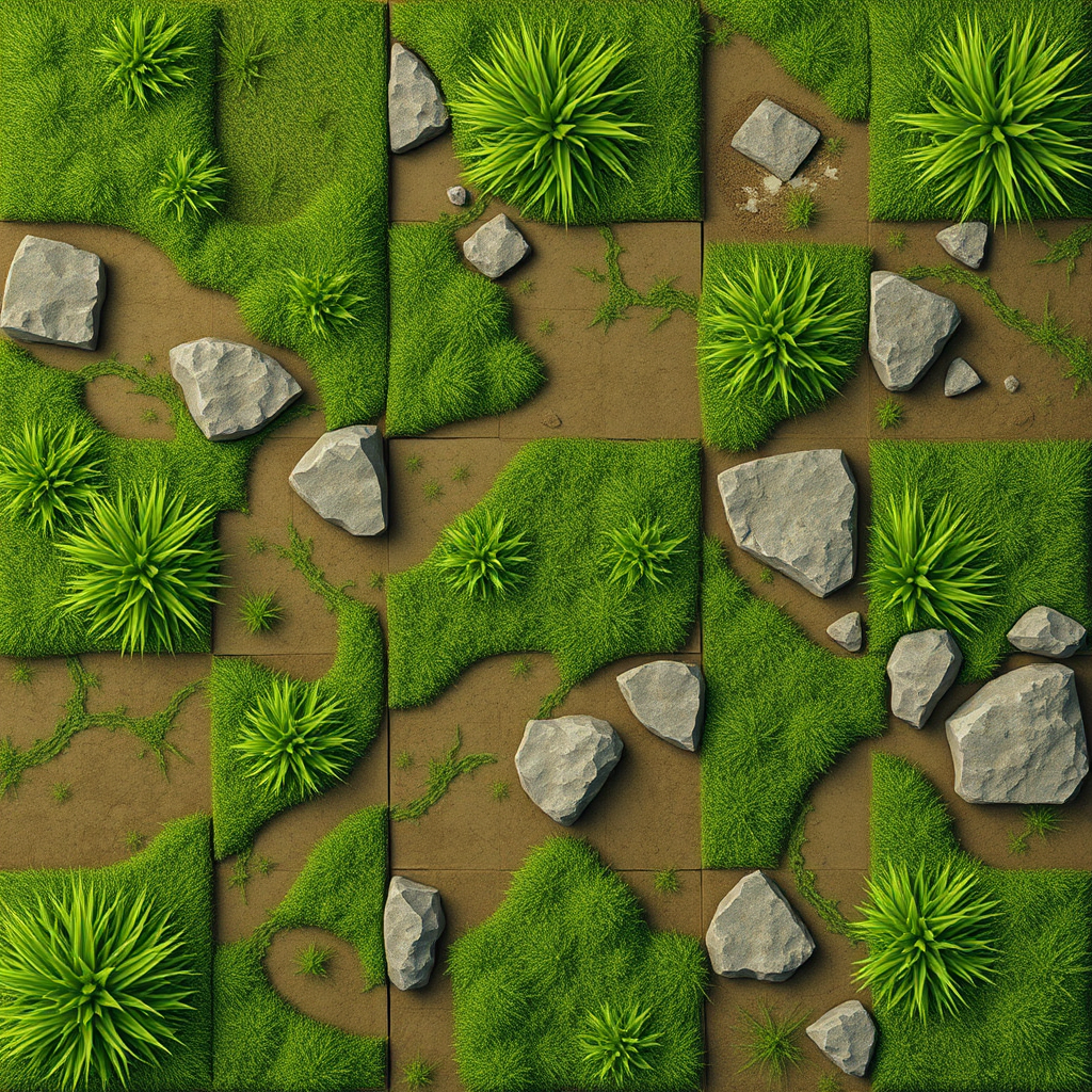 A Realistic Video Game Grass Tile Perspective