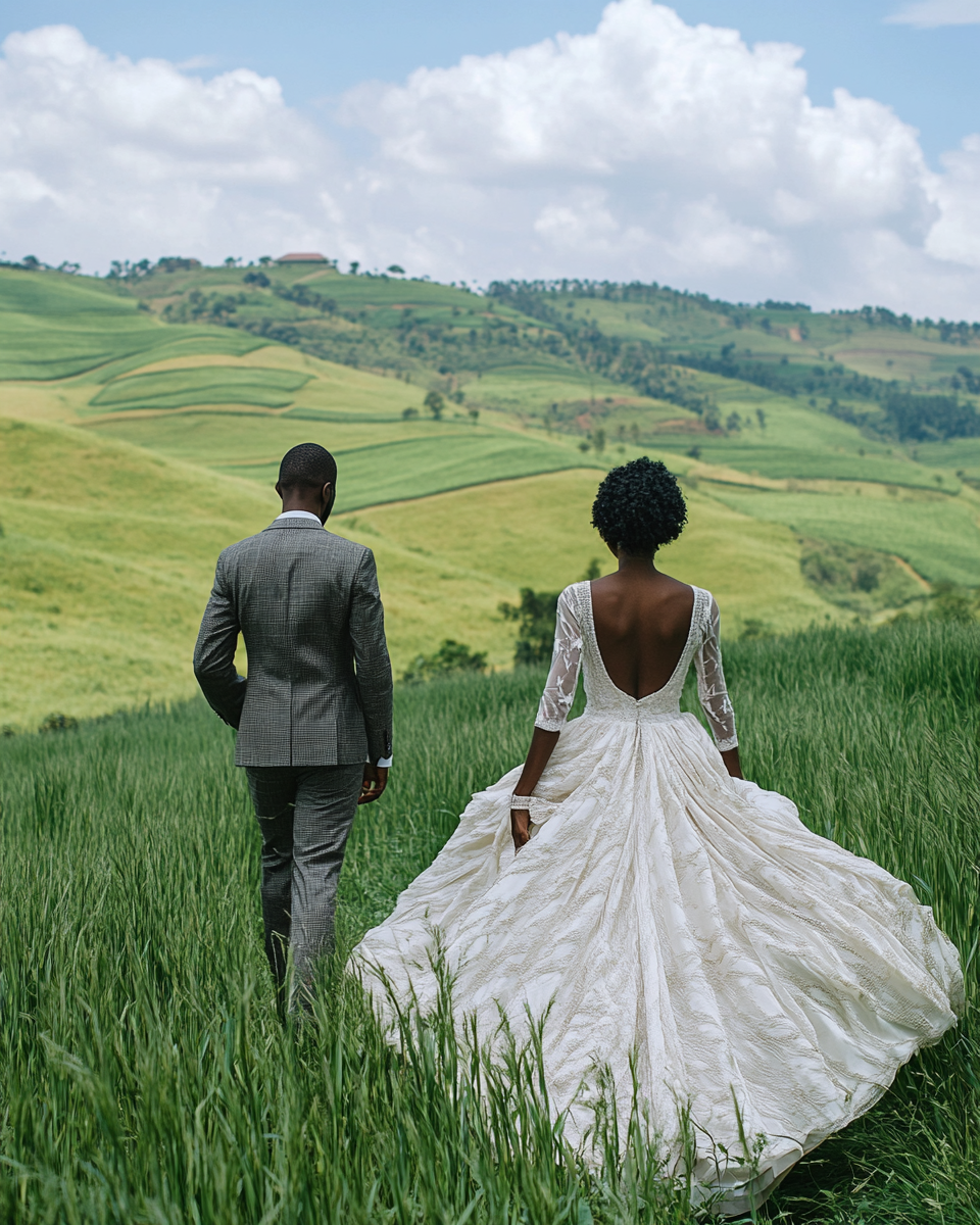 A Realistic Wedding Photo of Rwandan Couple.