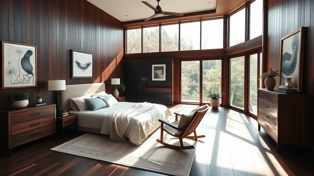 A Relaxing Zen Bedroom with Dark Wood Decor