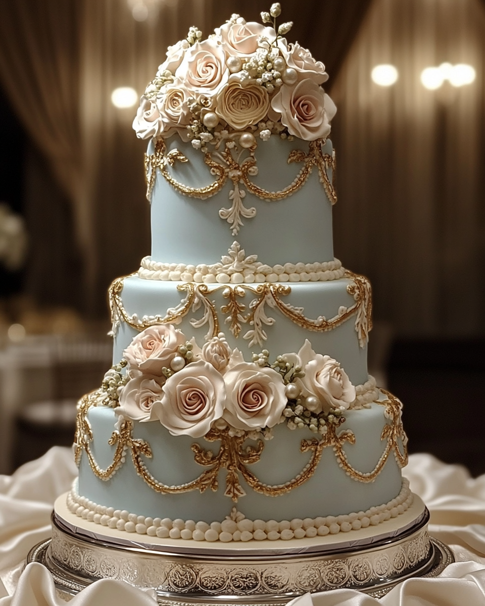 A Rococo Inspired Multilayered Wedding Cake Design