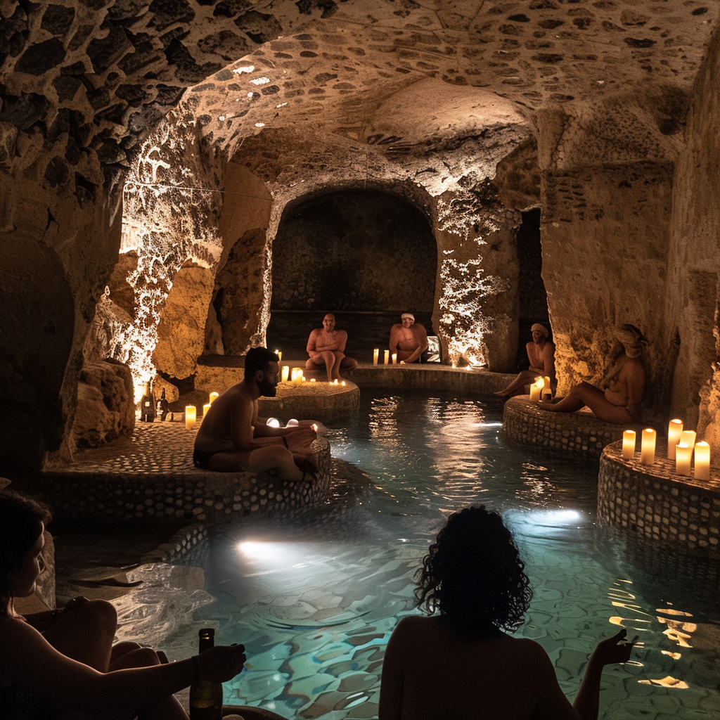 A Roman spa with Arabic influence and candlelight.