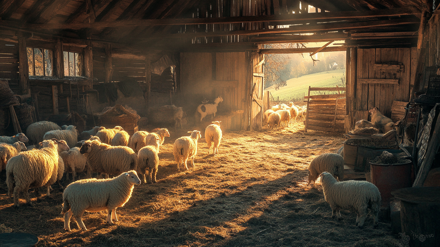 A Romanian Village Barn: Sheep, Goats, and Farm