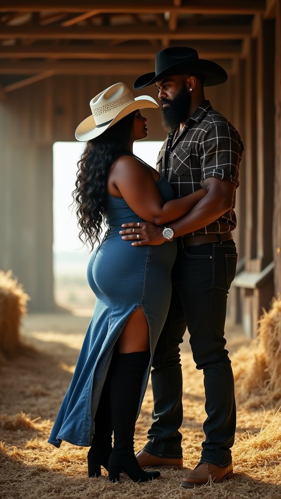 A Romantic Scene in a Rustic Barn
