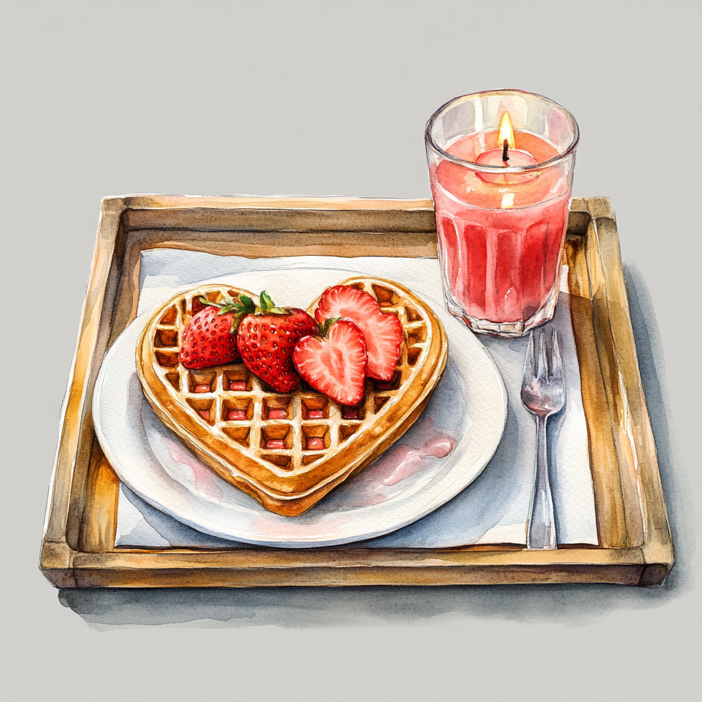 A Romantic Valentine's Breakfast Illustration