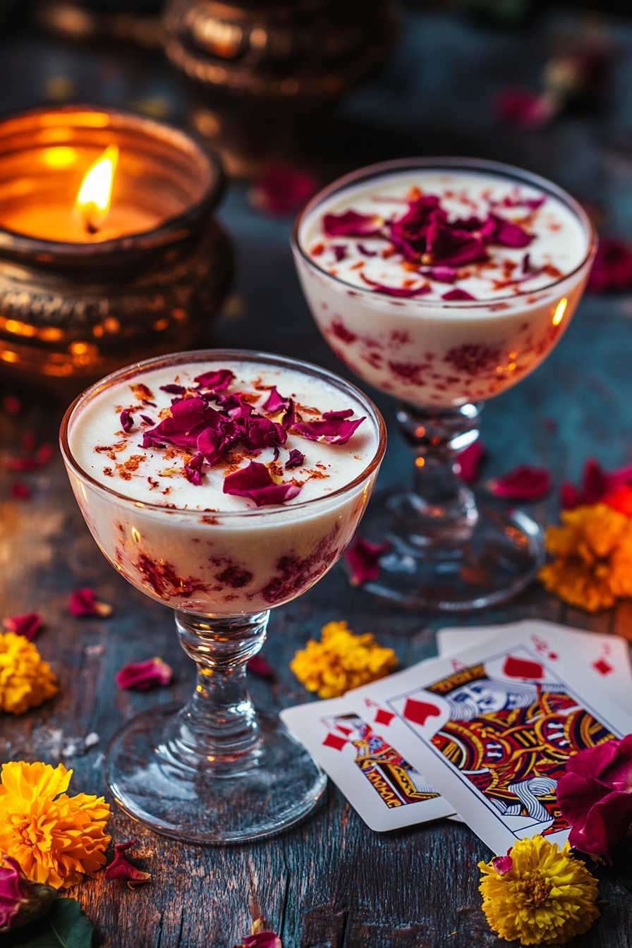 A Rose Petal Dessert Display with Props