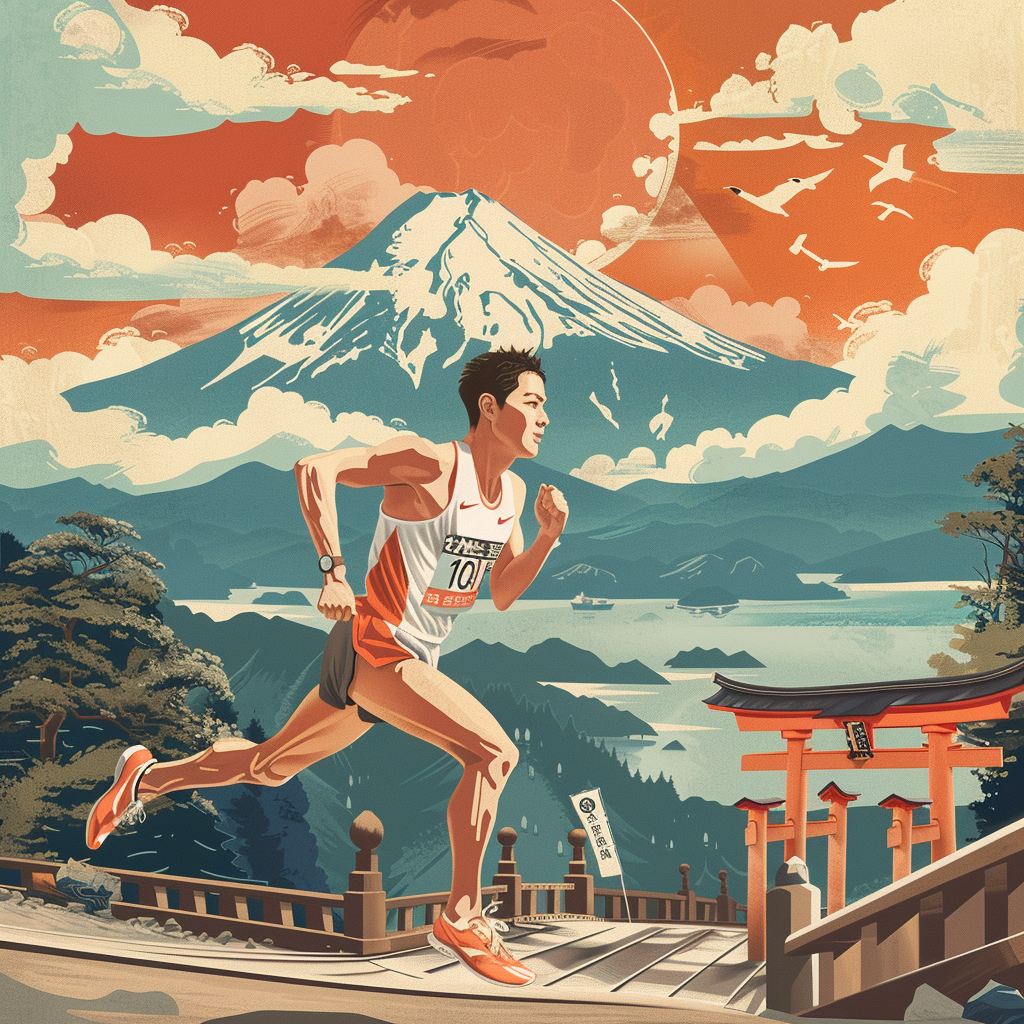 A Runner Racing in the Hakone Ekiden