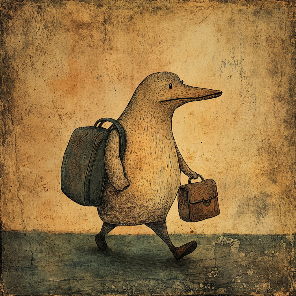 A Sad Platypus Walking Home From Work