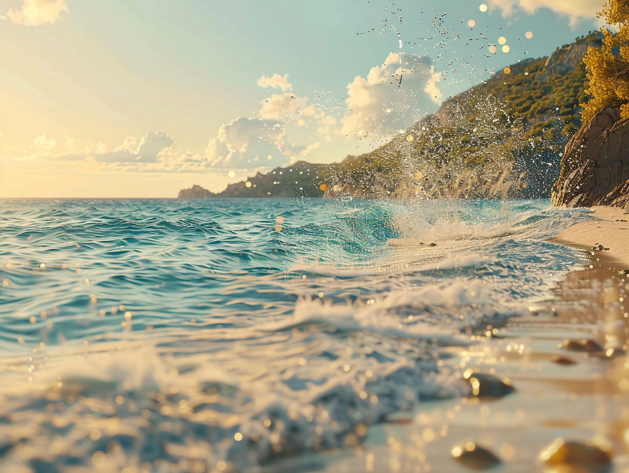 Cinematic Beach Waves Photograph In Wes Anderson Style