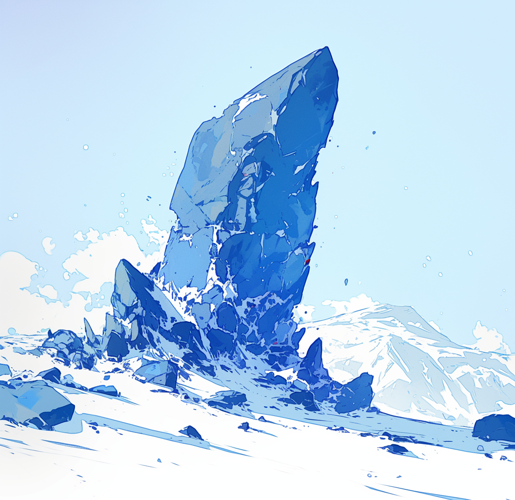 A Sharp Blue Rock in Snowy Mountains