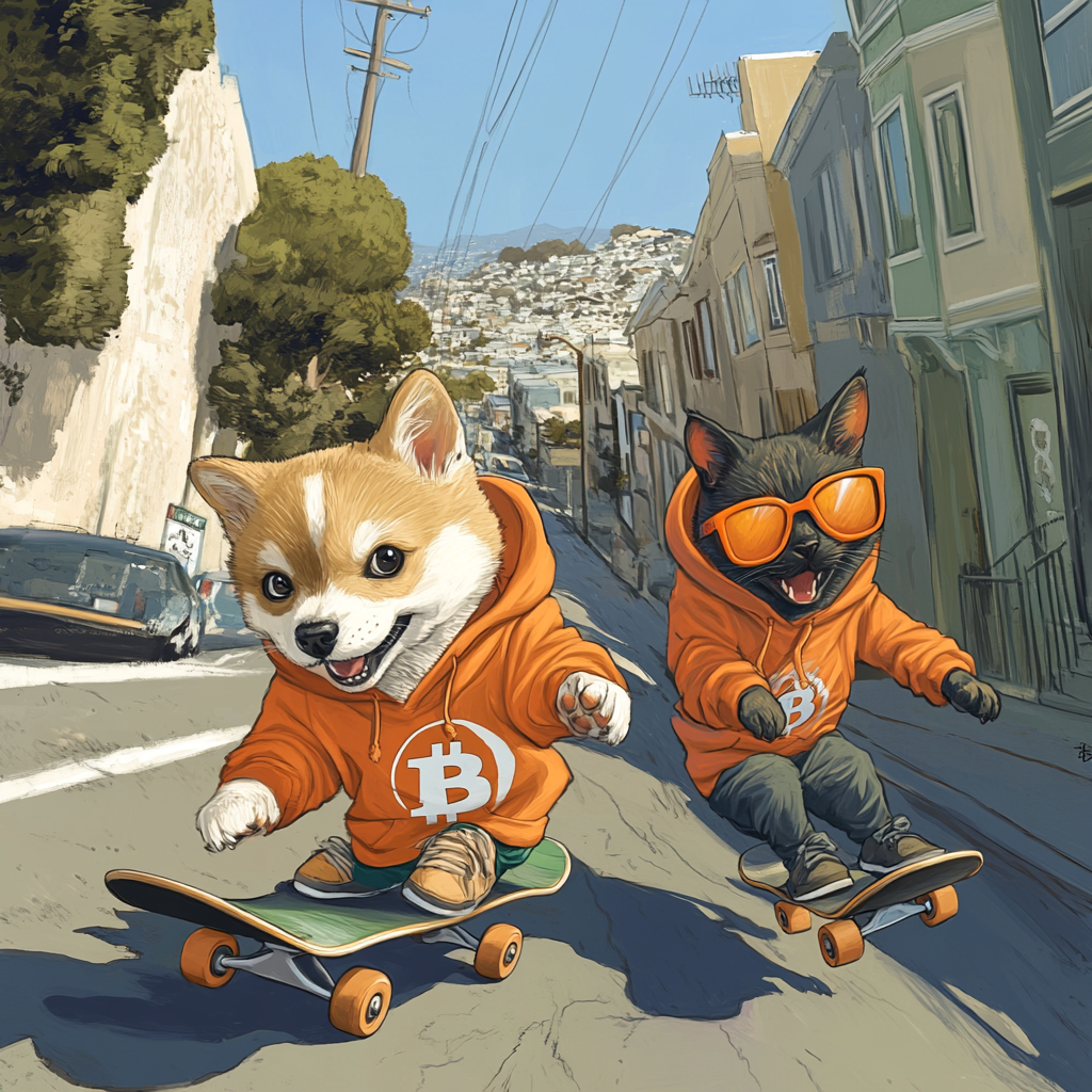 A Shiba Inu and Siamese Cat race downhill