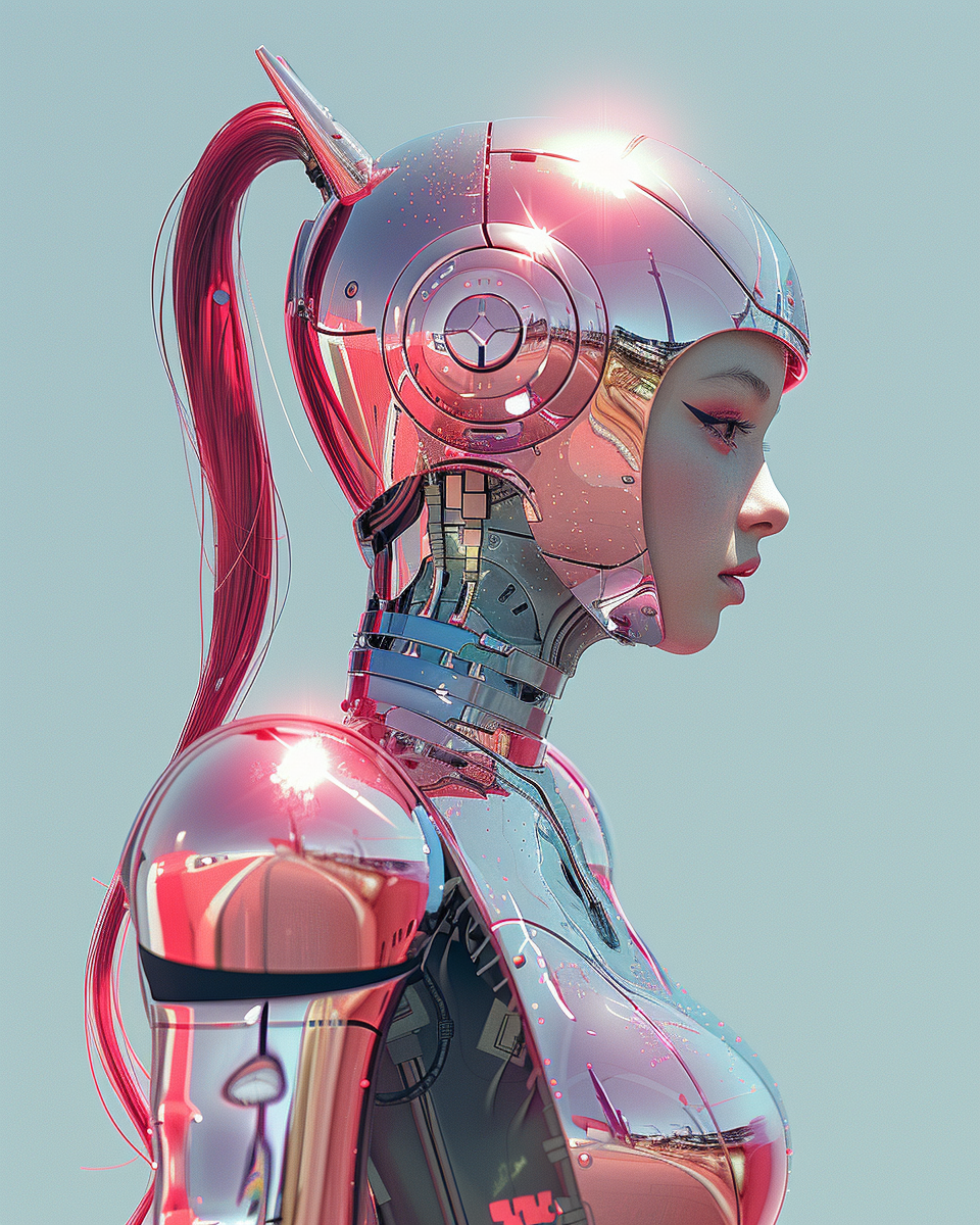 A Shiny Disco Ball Robot with Ponytails