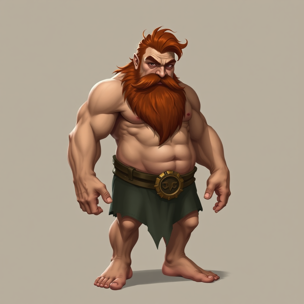 A Short Muscular Dwarf with Red Hair