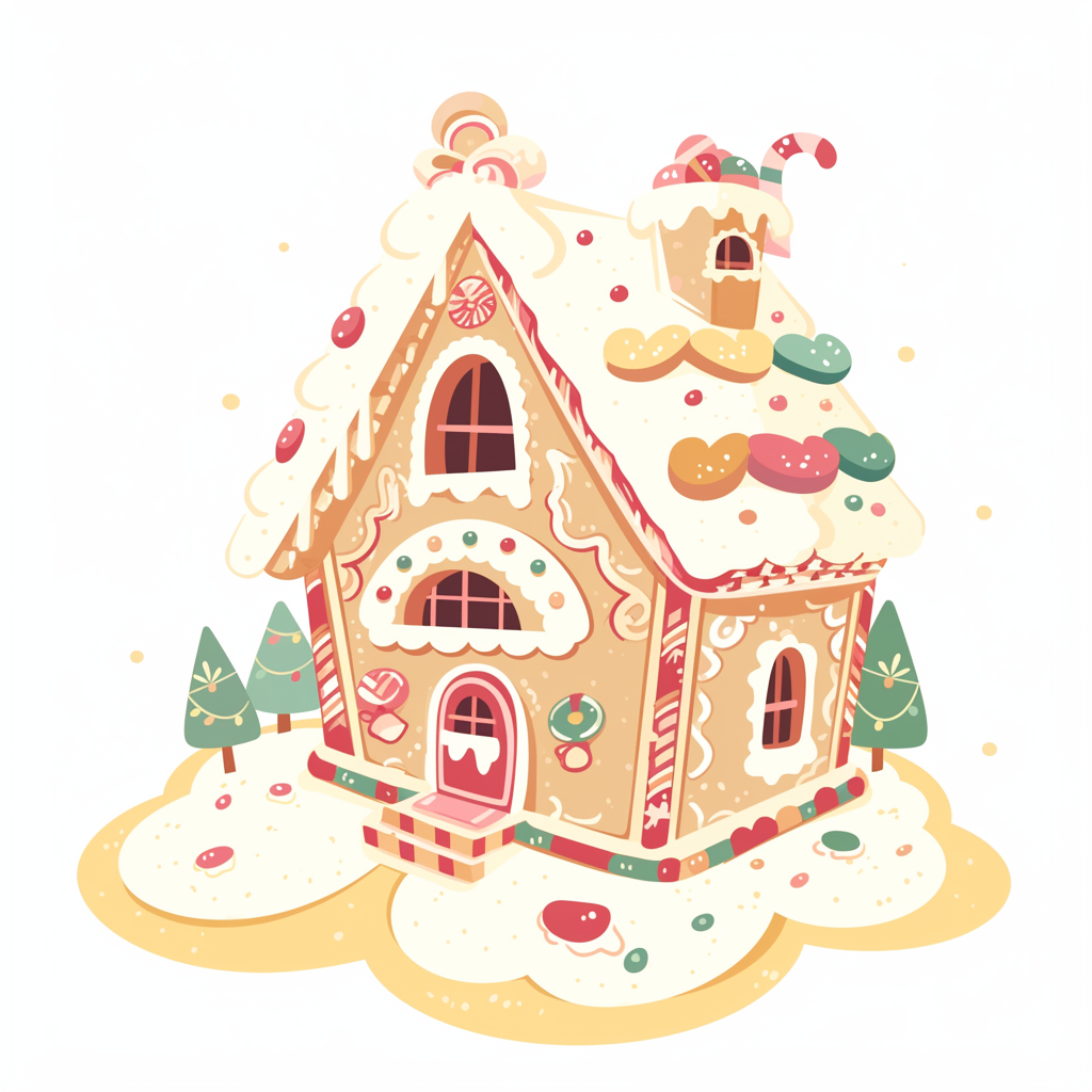 A Simple Gingerbread House with Vibrant Colors