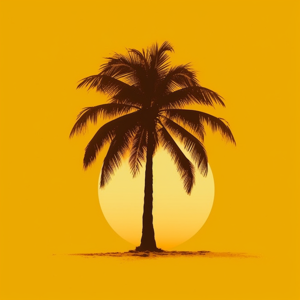 A Simple Palm Tree on a Bright Yellow Background