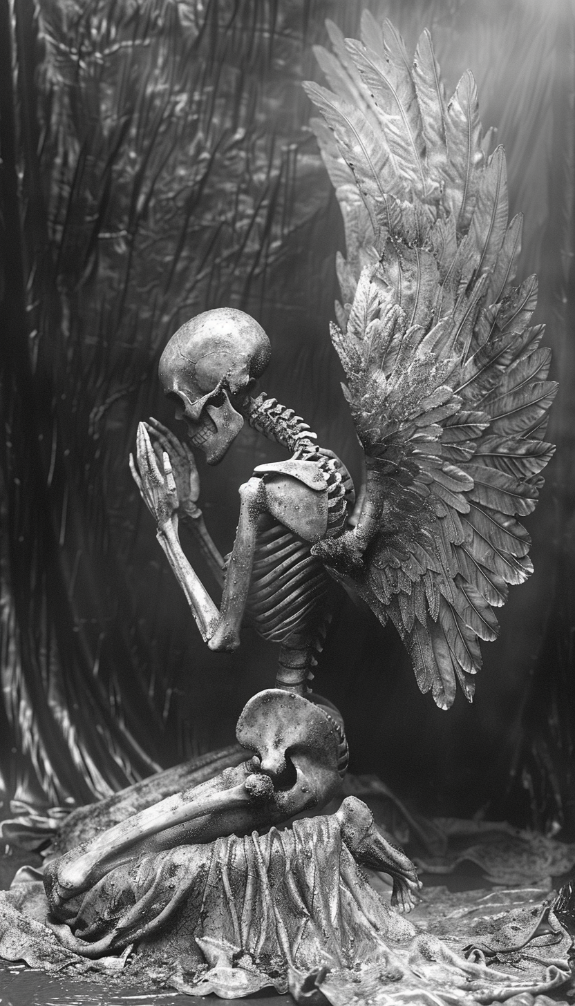 A Skeletal Angel's Desperate Prayer for Redemption