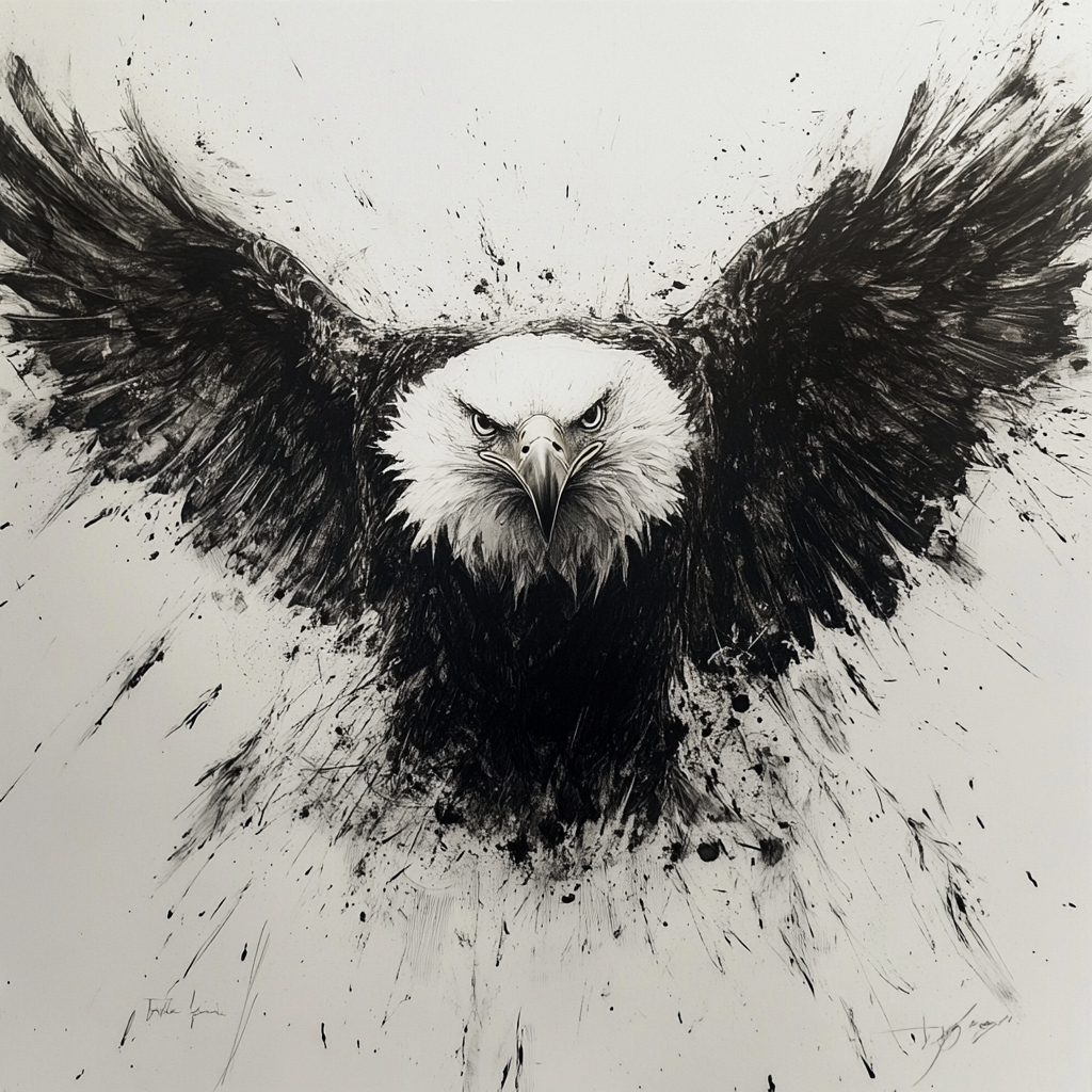 A Sketch of Eagle Flapping its Large Wings