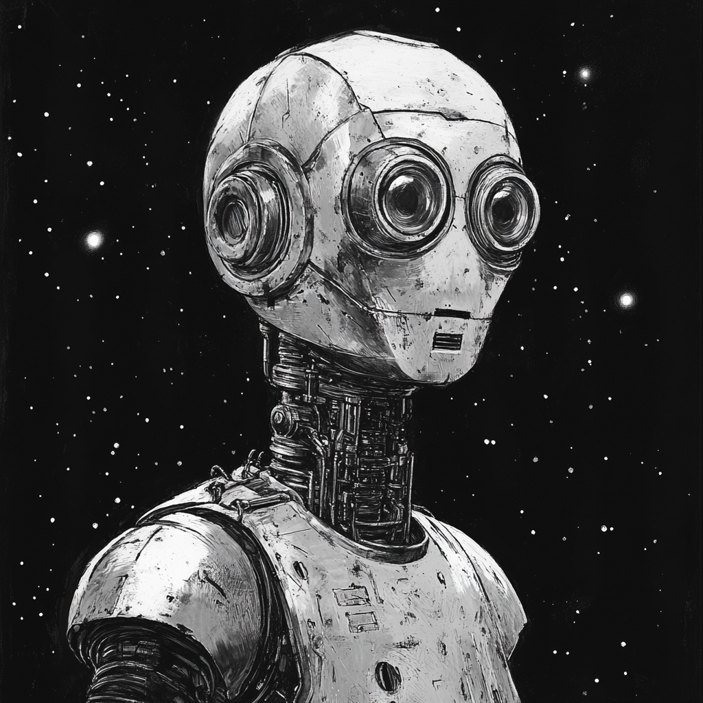 A Sketch of a Young Sci-Fi Android Portrait