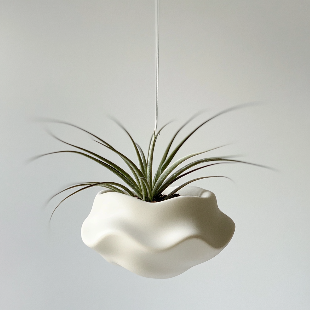 A Small White Hanging Plant Pot for Air Plants