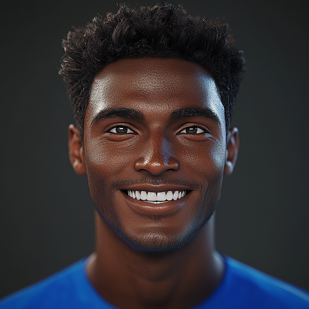 A Smiling Dutch-Curacaoan Soccer Player Portrait