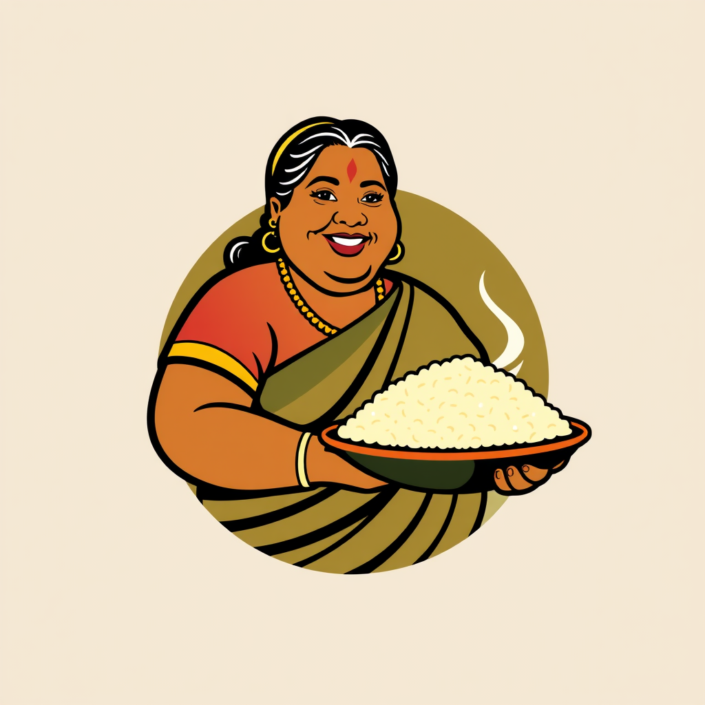 A Smiling Sri Lankan Woman with Rice Plate