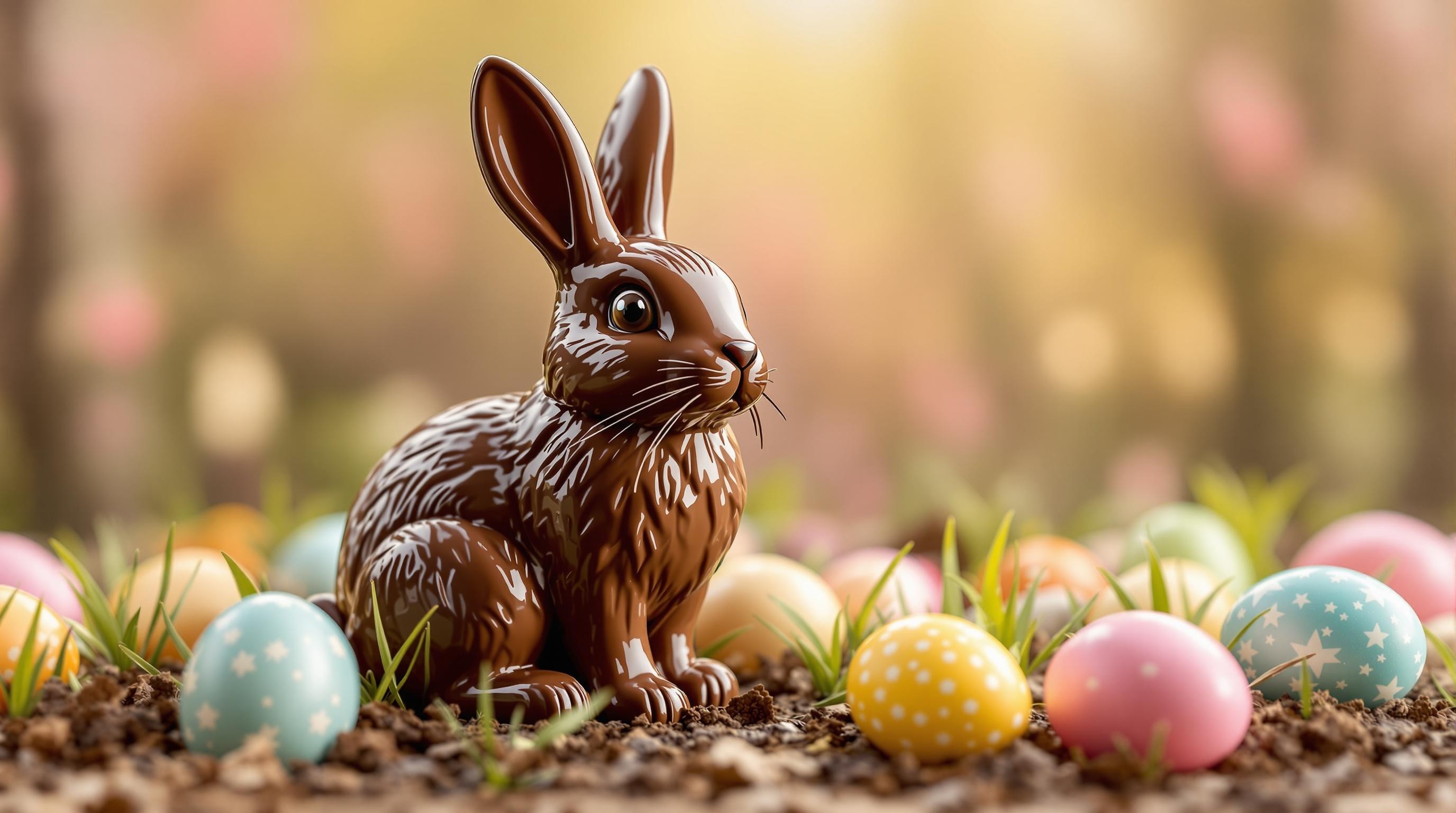 A Smooth Chocolate Easter Bunny Alone