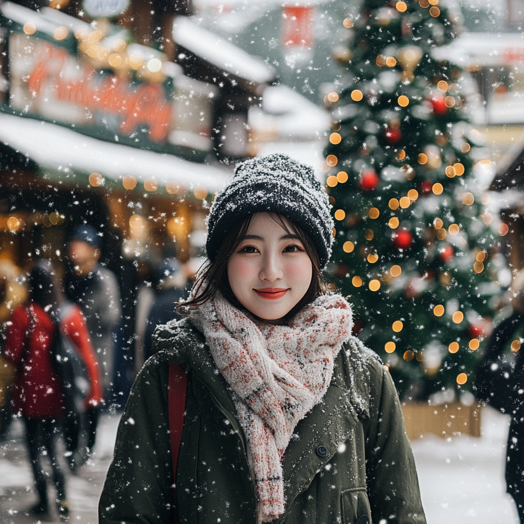 A Snowy Winter Afternoon in European Town