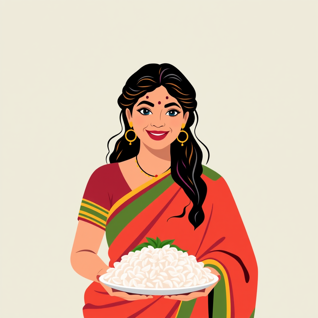 A South Indian Woman with Rice Plate Logo