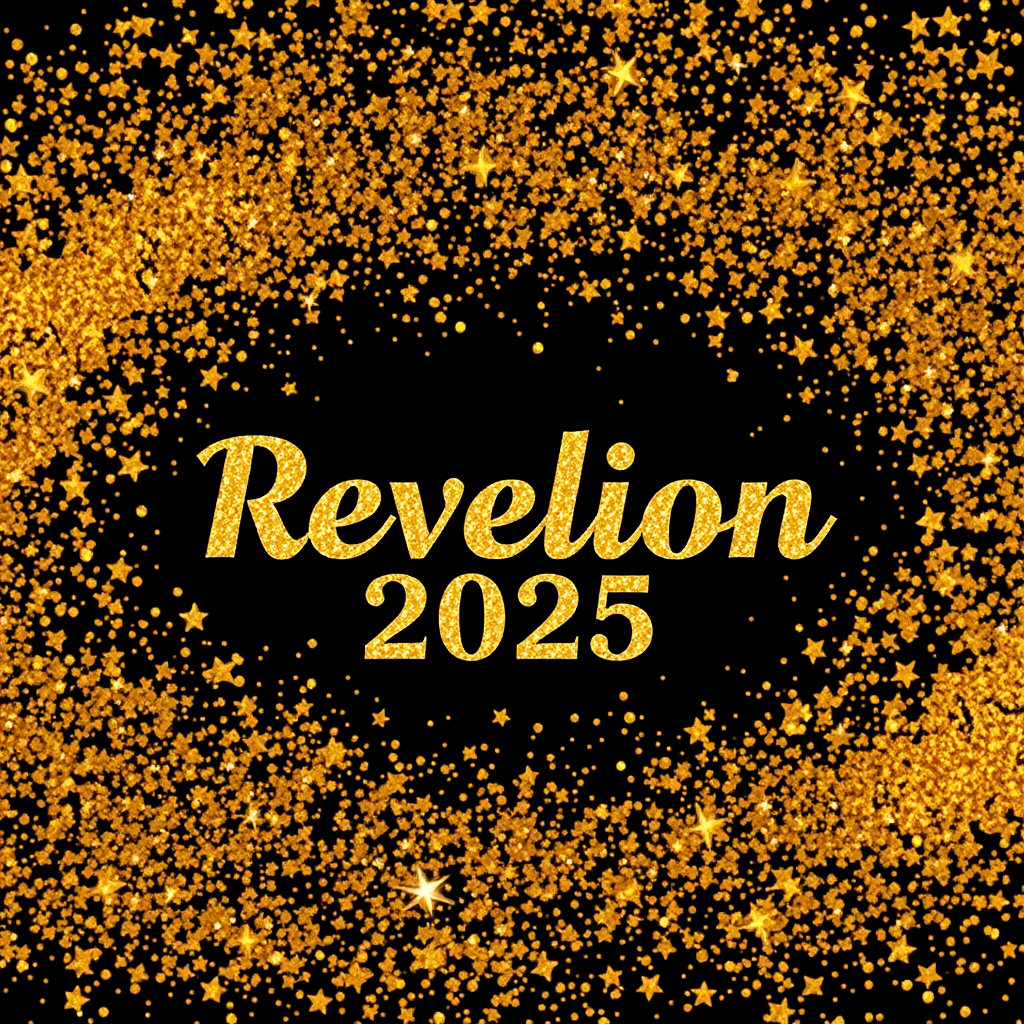 A Sparkling Gold Glitter Background with Revelion 2025