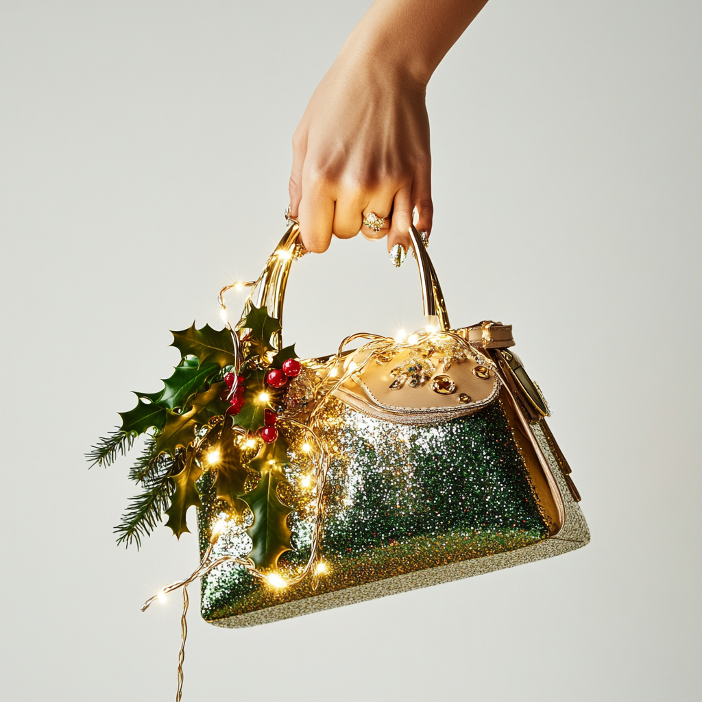 A Sparkly Holiday Purse with Festive Twinkle Lights