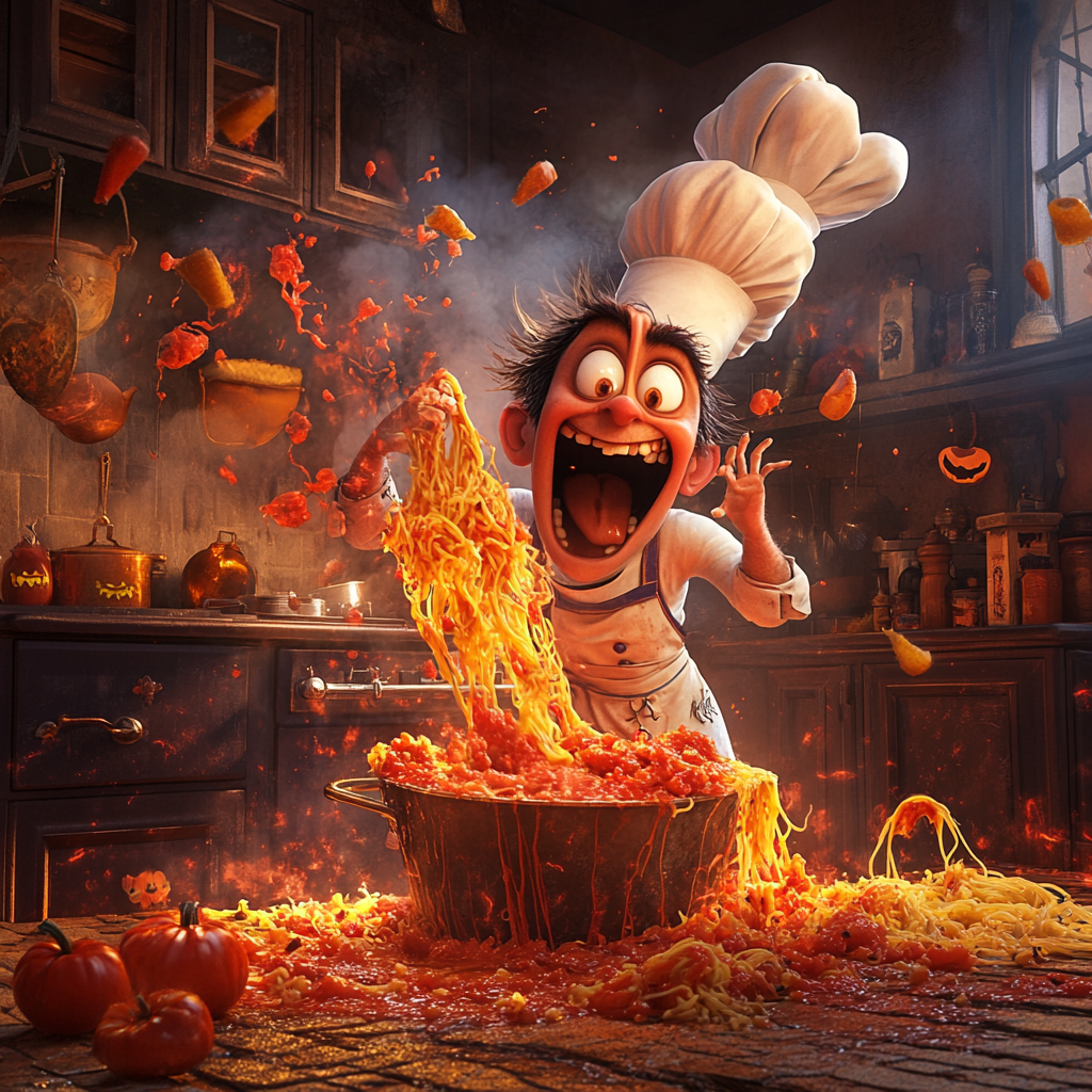 A Spooky Italian Chef Cooks on Halloween Night