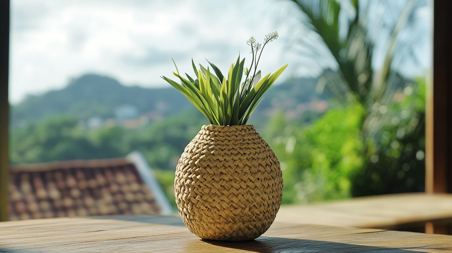 A Straw Vase with Plants