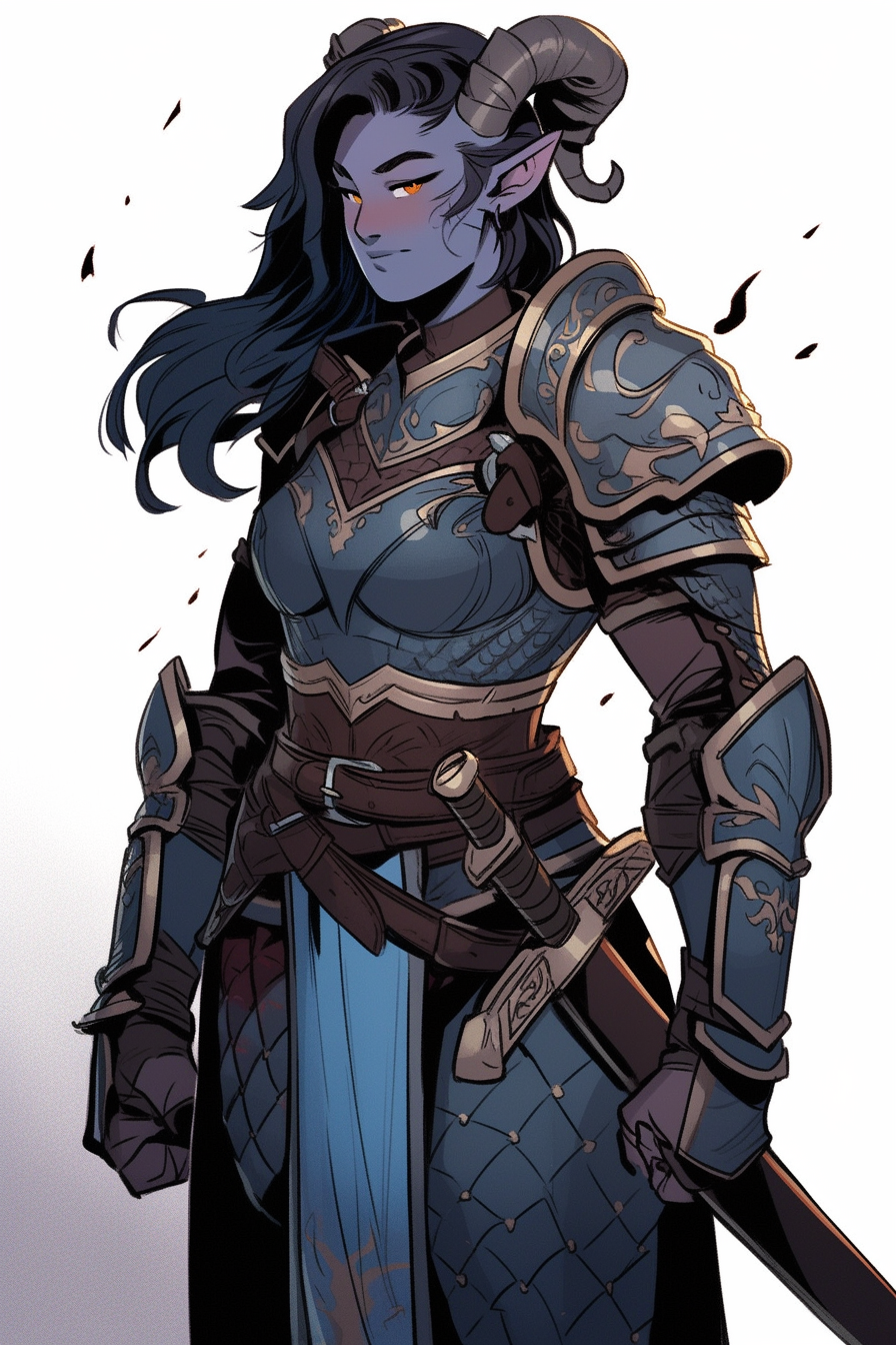 A Strong Girl Warrior With Swords In Armor