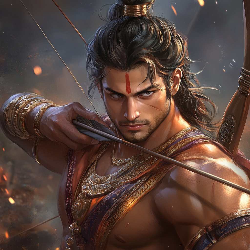 A Strong Warrior Named Arjuna, Ready for Battle