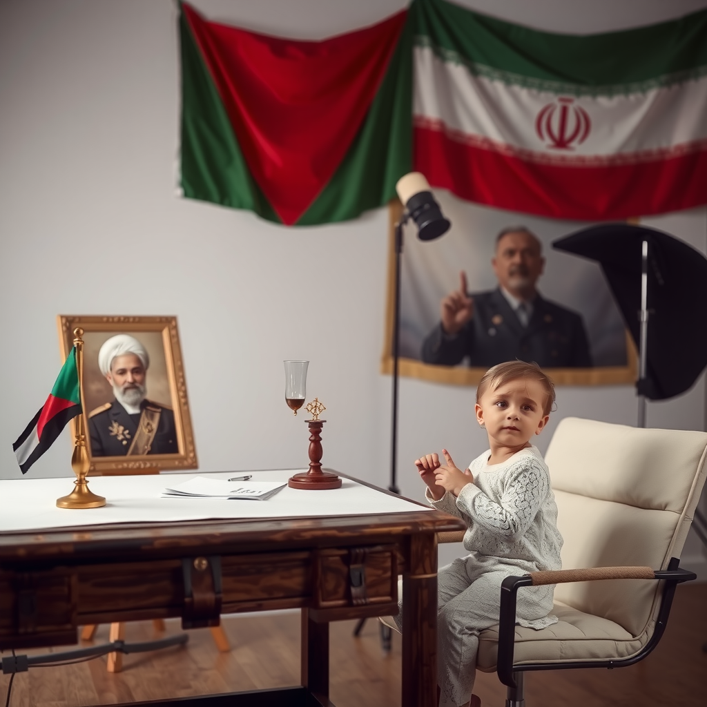 A Studio with Table, Martyrdom Picture and Flags