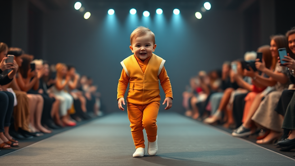 A Stylish Hot Dog Baby Strutting on Runway