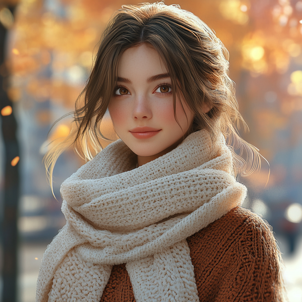 A Stylish Woman in Cozy Autumn Cityscape