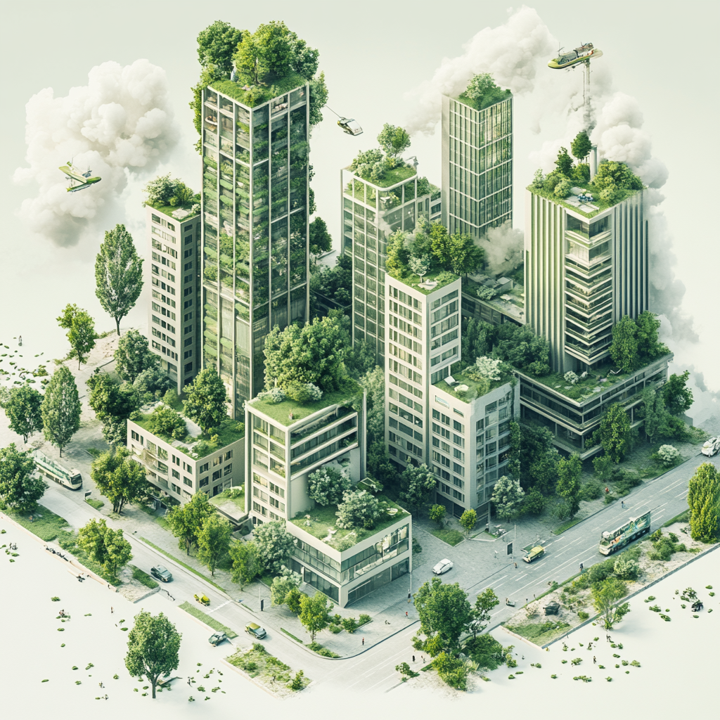 A Sustainable City with Green Buildings and Nature