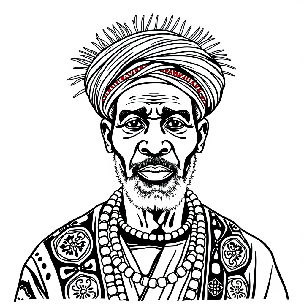 A Swaziland Father in Traditional Attire Drawing